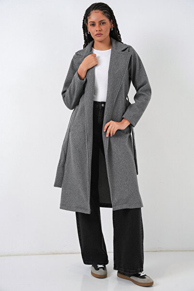 Bigdart 9118 Double-Breasted Collar Cashmere Coat - Smoked