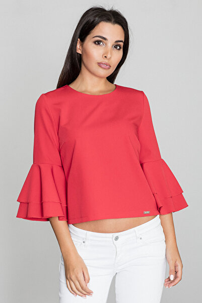 Figl Red blouse with knot in front and dropped sleeves M568 size M