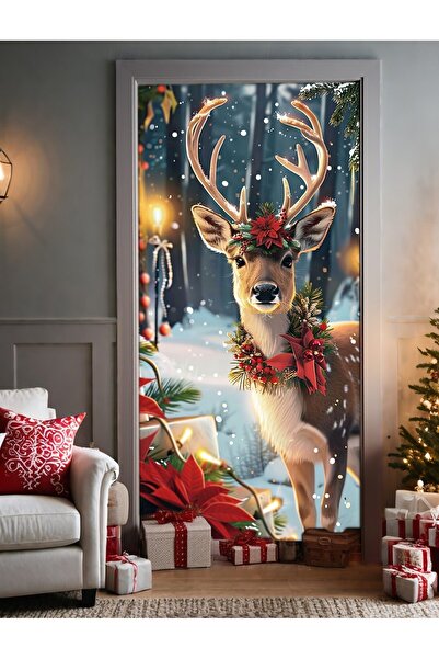 PROMISEBACKDROP2 زينة باب مرنة مقاس 190×75 سم، غطاء باب من القماش، ديكور عيد ...