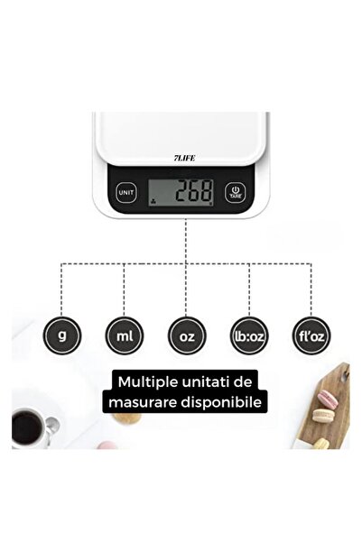 7LIFE Smart Kitchen Scale with Bluetooth, Digital Display, Tare, Nutrition App, 5kg