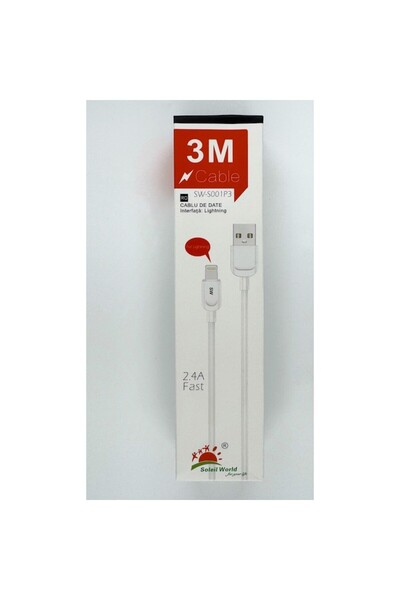 OEM USB to Lightning data cable 2.4A, Fast Charging, 3m, white