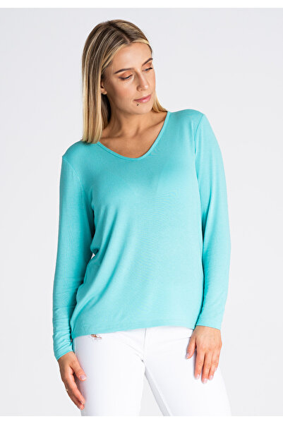 Figl Bluză de damă - bluză de damă cu mâneci lungi verde M980 mărimea S