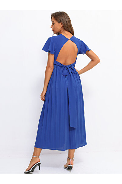 FridayIn Female Celebrity style Round neck Solid color Slim Mid dress