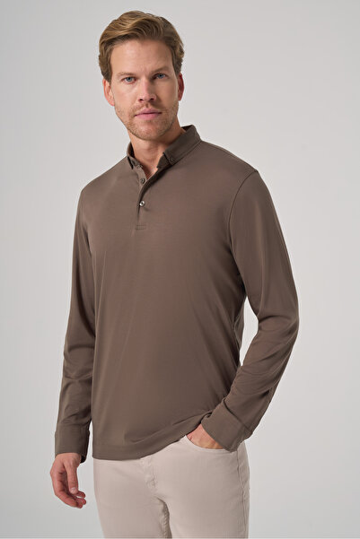 Morven Ανδρικό φούτερ με γιακά πόλο από ρεγιόν, πράσινο χρώμα