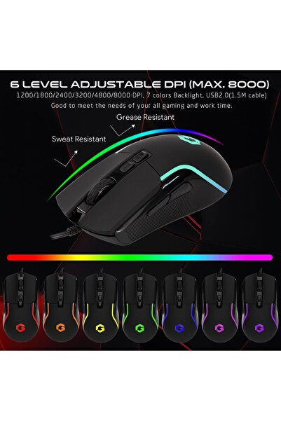 GAMEON مجموعة ألعاب VIPER XI - لوحة مفاتيح RGB ثابتة، ماوس USB، سماعة رأس RGB 50 مم، لوحة ماوس