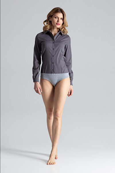 Figl Elegant gray bodysuit for women, shirt model M315, size XL