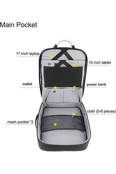 Arctic Hunter 41L Expandable Laptop Backpack with 17-inch Laptop Pocket, USB Port