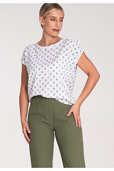 Figl Bluză cu mânecă scurtă pentru femei - bluză cu decupaj la spate - imprim...