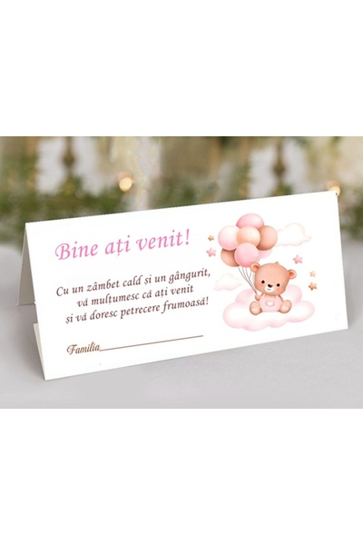 Invitatii Originale Plic de bani pentru botez Teddy Girl - set 30 buc