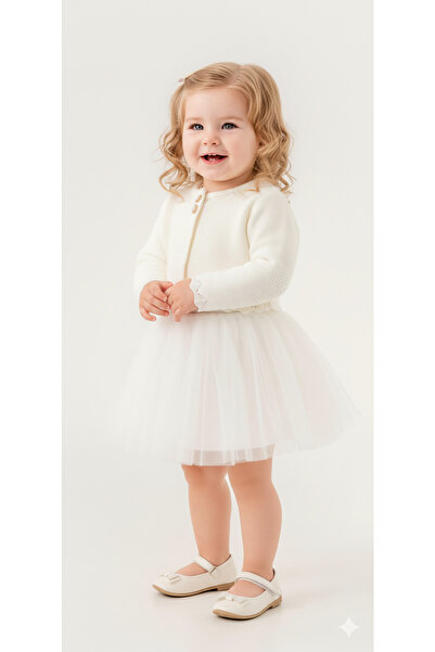 s.t. sebat tekstil Baby Girl Glittery Knitwear Tutu Dress with Bolero