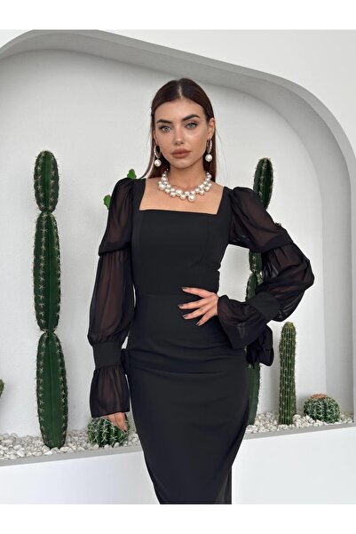 Genel Markalar Arts Kolları Fırfır Detaylı Elbise