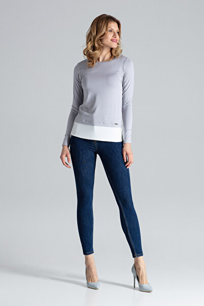 Figl Women's long sleeve blouse - dark gray work blouse M374 size XL