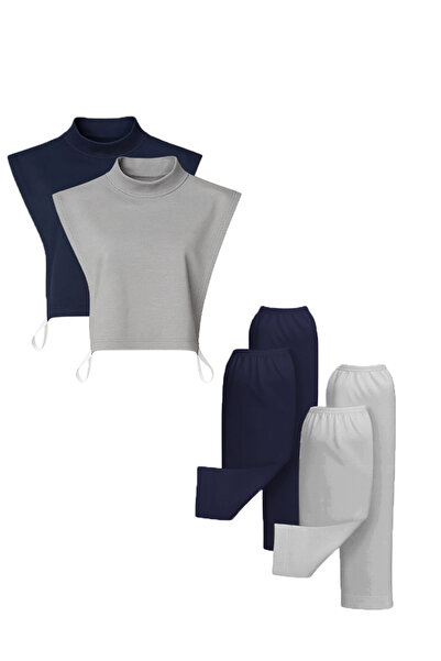 ipekistanbul Set de 4 manșoane pentru gât pentru abaya - Gri bleumarin