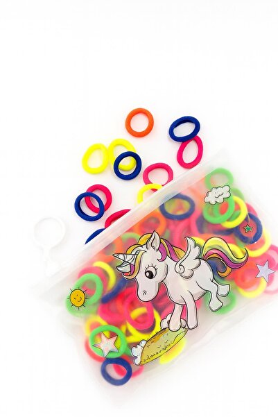 New Obsessions 100 Pieces Neon Towel Rubber Mini Buckle Set with Bag