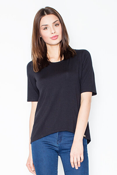 Figl Bluză elegantă cu decolteu la spate, neagră M436, mărimea L