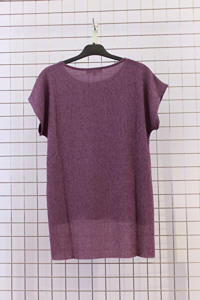 YXL COLLECTION Women's Plus Size Bruyuk Fabric Slit Detail Batwing Short Sleeve Loose Blouse Tunic