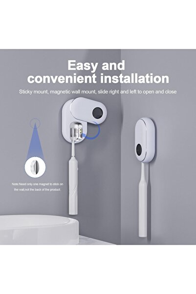 AZONEE منظف ومعقم لفرشاة الأسنان بالأشعة فوق البنفسجية مع مروحة مدمجة، مثبت ع...