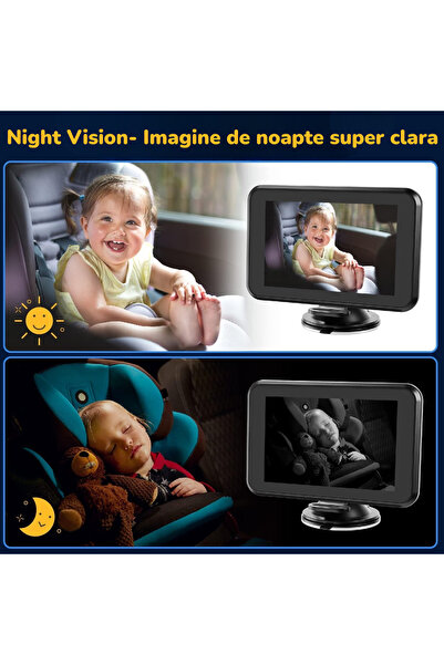 LONDEMM LONDEMM Car Baby and Child Video Monitor, Full HD 1080P, 4.3 inch IPS Screen