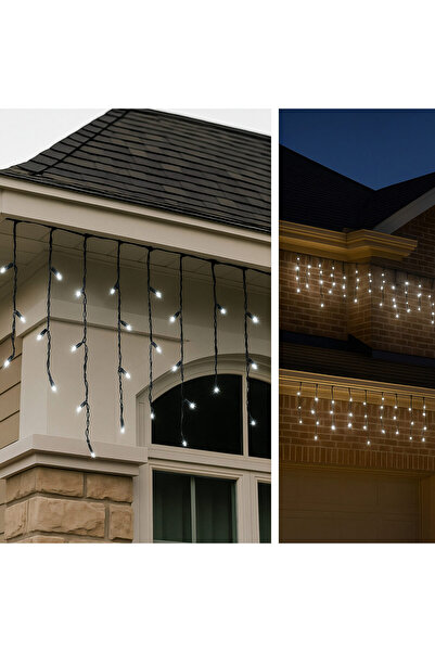 Merry Christmas Christmas Installation 12m Dove Type Fringe with 240 LEDs Cool White Small Flash Bulb, for Outdoor