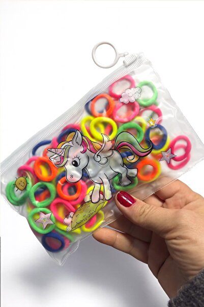 New Obsessions 100 Pieces Neon Towel Rubber Mini Buckle Set with Bag