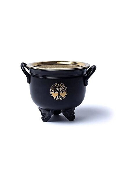 Shamanics Incense burner, resins, aromatic herbs, with golden sieve and Tree of Life pattern, 10 cm