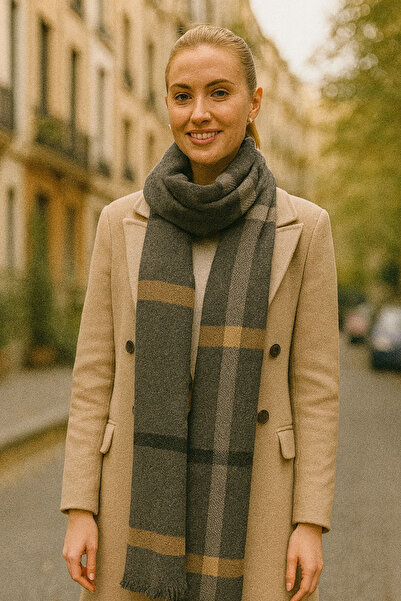 CİDDE Γυναικείο καρό πλεκτό σάλι