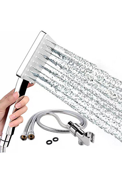 Generic 6-Setting Handheld Shower Head, Self-Cleaning Silicone Nozzles, Single-Hand Adjustment