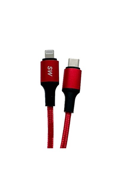 OEM USB Type-C to Lightning Fast Charging & Data Cable, 2.4A, 3m, Red, Braided Textile