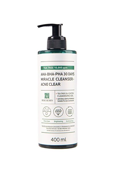 roseberry Rose Berry AHA BHA PHA 30-Day Miracle Acne Cleanser with Tea Tree Oil, 400 ml
