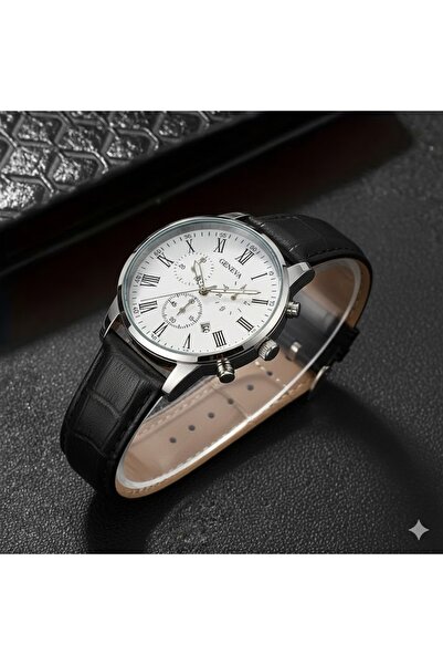 Feronnucci Black Chronograph Roman Numerals Men's Wristwatch – Steel Case + B...