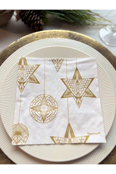 Mank Șervețele de masă, 3 straturi, hârtie de mătase – Gatsby Gold, 33 x 33 c...