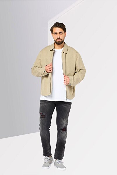 Calvin Klein Men Solid Long Sleeve Shirt Jacket, Beige