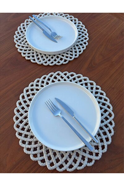 Home Inn Home Textile 2-Person Tableware Set Wicker Look American Service - Runner - Stain Resistant White