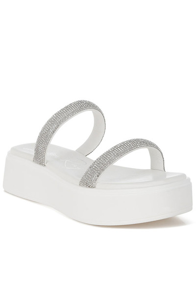 london Rag Women Chunky Rhinestone Platform Sandals in White
