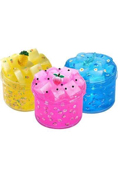 Arabest 3-piece jelly cube transparent crunchy slime glue, cute pressure toys and cool birthday gifts