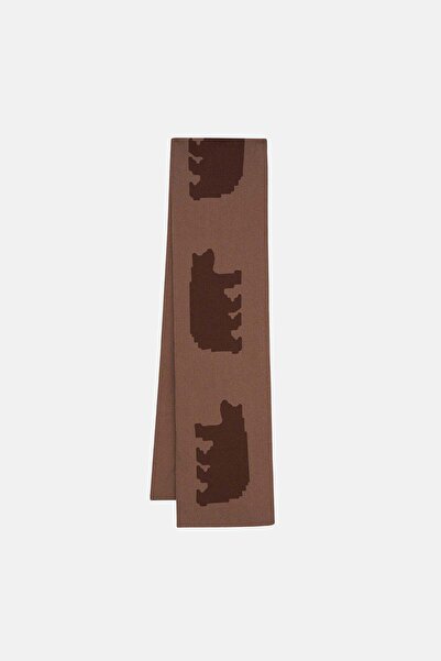 WWF Market Bozayı Jacquard Plain Knit Scarf - Brown