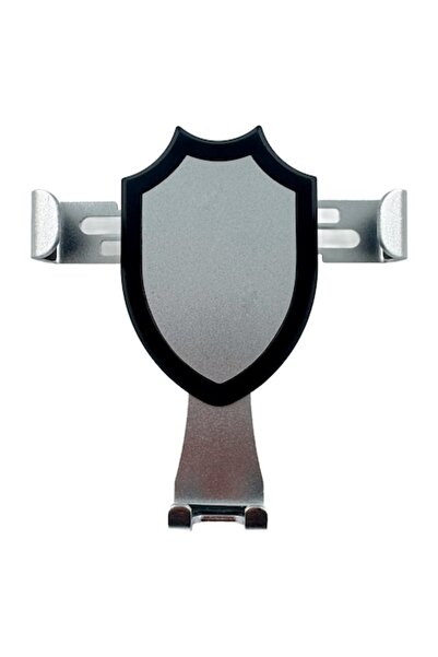 OEM 2-in-1 Gravitational Car Holder for Phone — Vent or Adhesive Mount, Shield Metallic Design, Silver