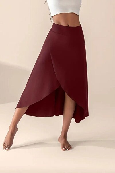 dk denemekabini Women's Sandy Skirt with Pocket Detail Leggings - Burgundy
