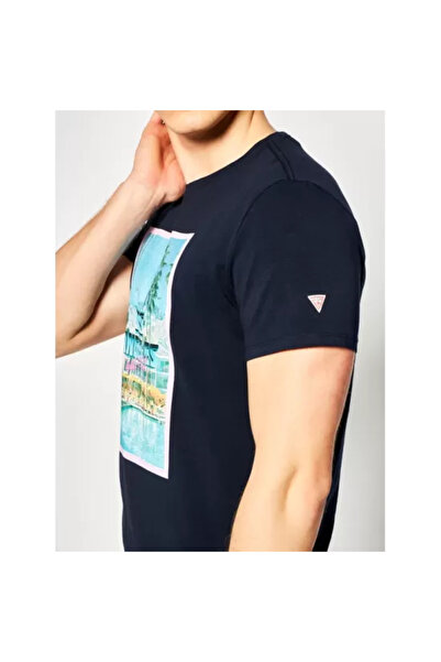 Guess Pool Party Tee Navy Slim Fit