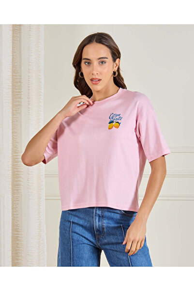 REDTAG Women Pink Printed T-Shirt