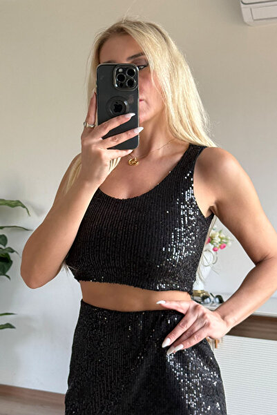 CİDDE Γυναικείο Σετ με Φούστα με παγιέτες και Μπουστάκι