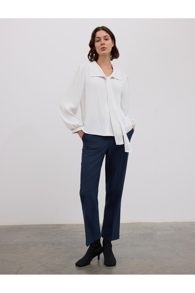 BGN workshop Ten-Strained Collar Satin Shirt with Baglama Detail