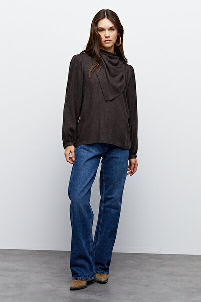 urban focus Fularlı Sıfır Yaka Bluz