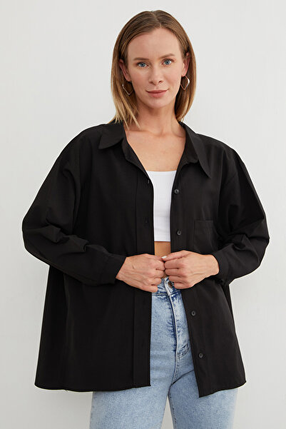 Fulla Moda Basic Single Pocket Oversize Shirt