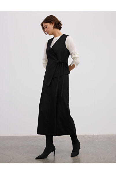 BGN workshop Asymmetric Cut Tie-Up Viscose Mixture Vest