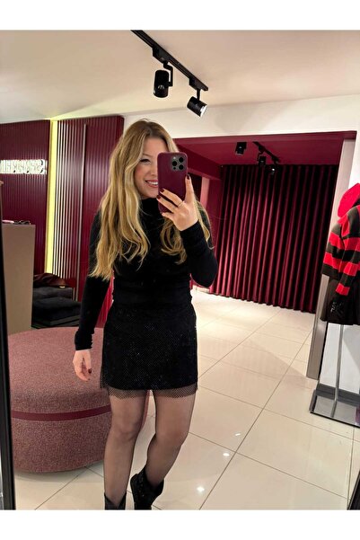 ALLWIN Fusta mini din plasă cu mărgele ZR