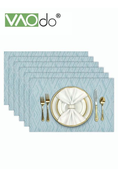 VAODO 6PCS Placemats High-quality PVC Material Woven Texture Heat Insulation ...