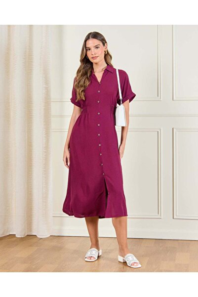 REDTAG Women Solid Purple Casual Dress