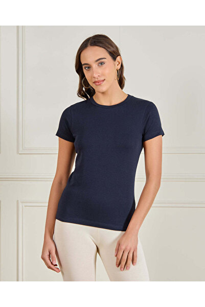 REDTAG Women Navy Basic T-Shirt