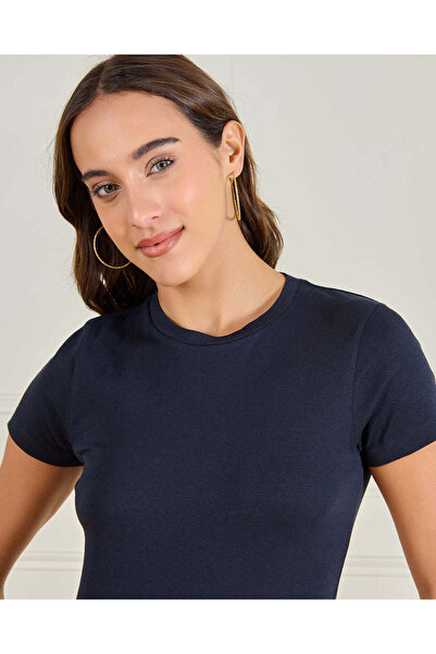 REDTAG Women Navy Basic T-Shirt